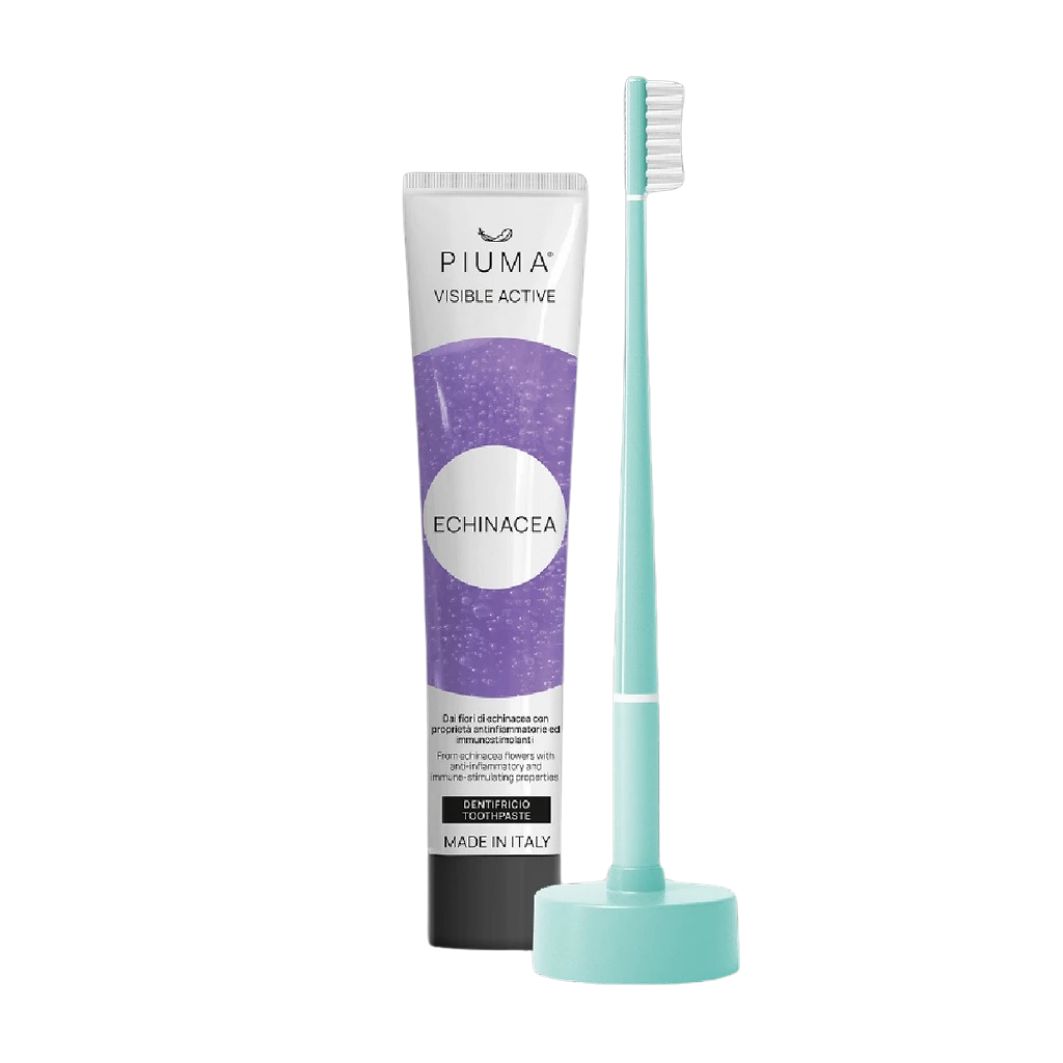 Piuma Dárkový set na péči o zuby s echinaceou 4 ks Aqua Green