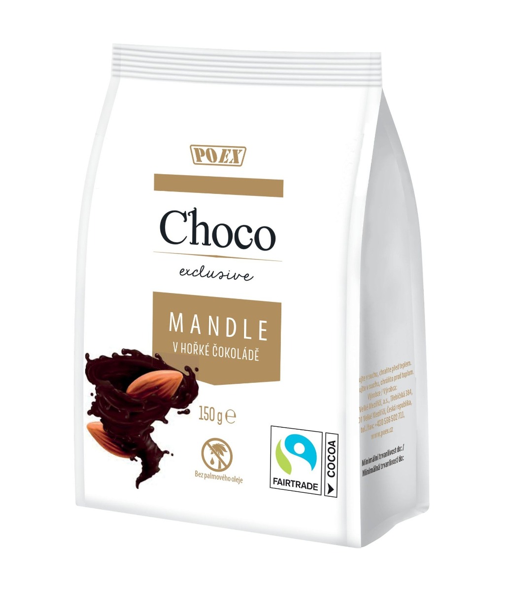 POEX Choco Exclusive Mandle v hořké čokoládě 150 g