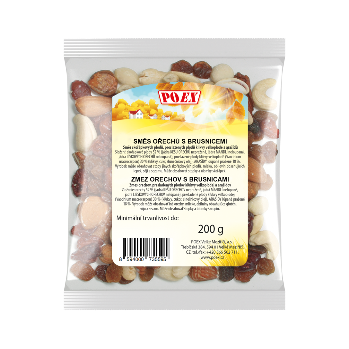 POEX Směs ořechů s brusnicemi 200 g