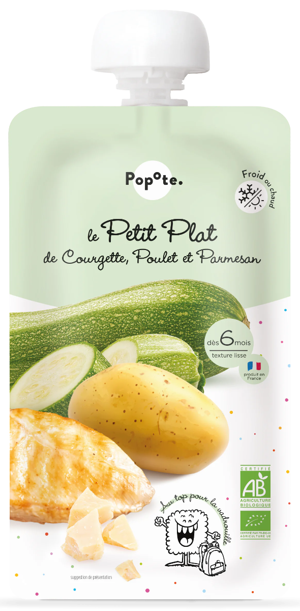 Popote BIO Dětské menu s cuketou, kuřetem a parmezánem 6m+ 180 g