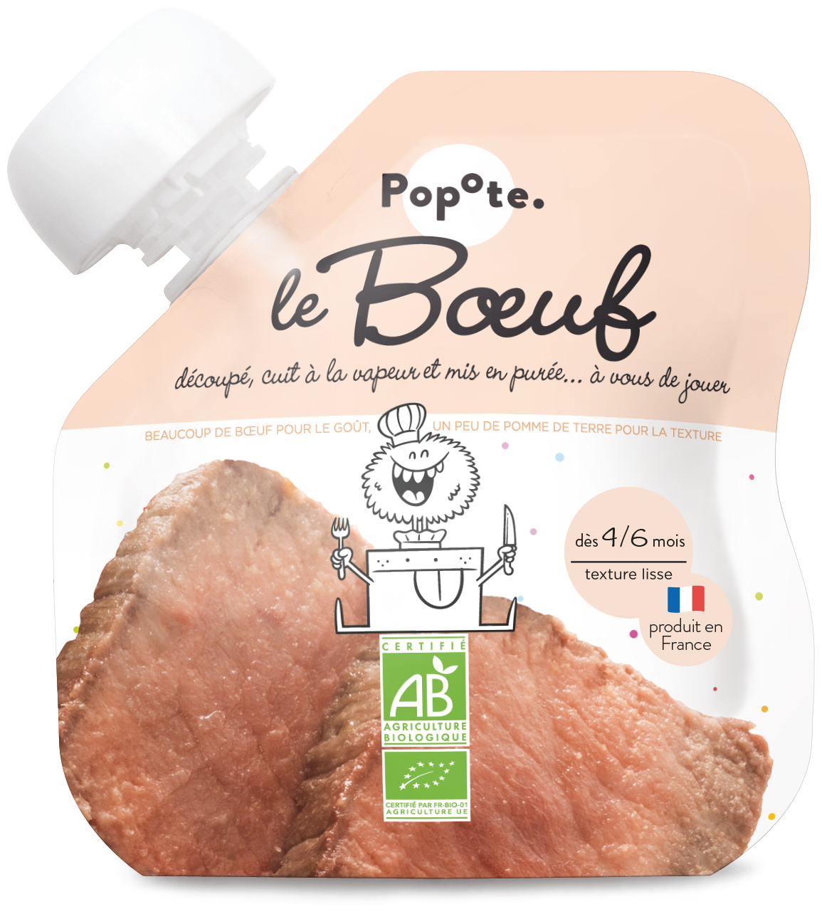 Popote BIO Kapsička Hovězí maso 4/6m+ 60 g