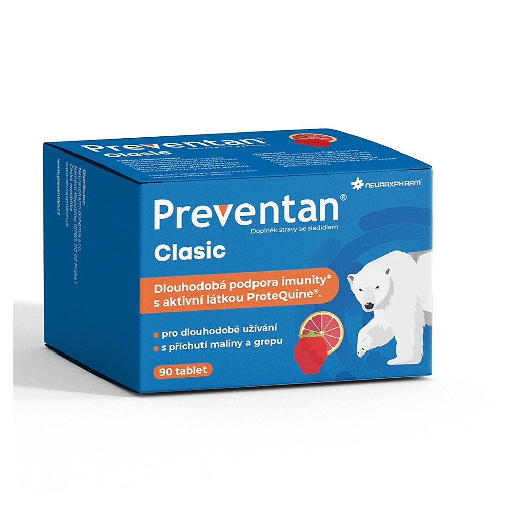 PREVENTAN Clasic s příchutí maliny a grepu 90 tablet