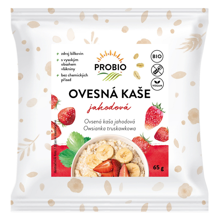 PROBIO Kaše ovesná jahodová bezlepková jednoporcová BIO 65 g