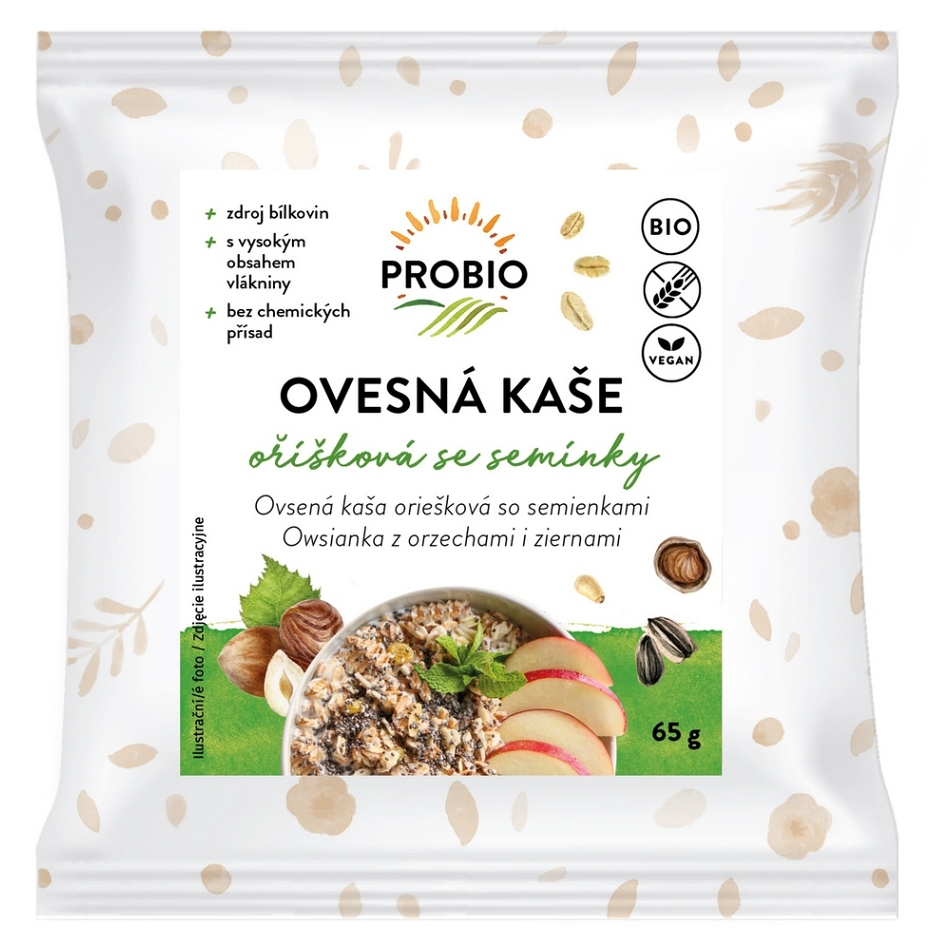 PROBIO Kaše ovesná oříšková se semínky bezlepková jednoporcová 65 g
