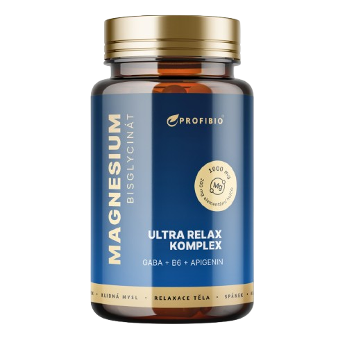 PROFIBIO PREMIUM Magnesium bisglycinát ULTRA RELAX KOMPLEX (+ vitamín B6, GABA, Apigenin z heřmánku) 90 kapslí