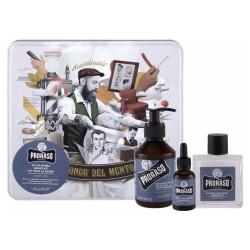 PRORASO Azur Lime Šampon na vousy 200 ml + balzám na vousy 100 ml + olej na vousy 30 ml + plechová dóza