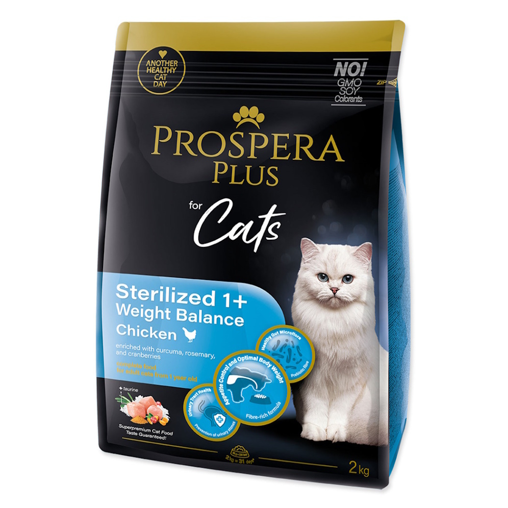 PROSPERA PLUS Sterilized 1+ Chicken Weight Balance Krmivo pro kočky, Hmotnost balení (g): 2 kg
