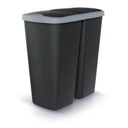 prosperplast Odpadkový koš COMPACTA Q DUO, 45 l černý se světle šedým víkem