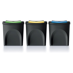 Prosperplast Odpadkový koš SORTIBOX 3 x 25 l recyklovaný černý