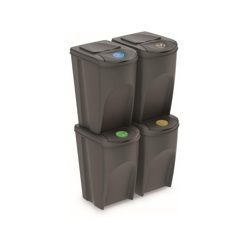 prosperplast Odpadkový koš SORTIBOX 4 x 35 l šedý