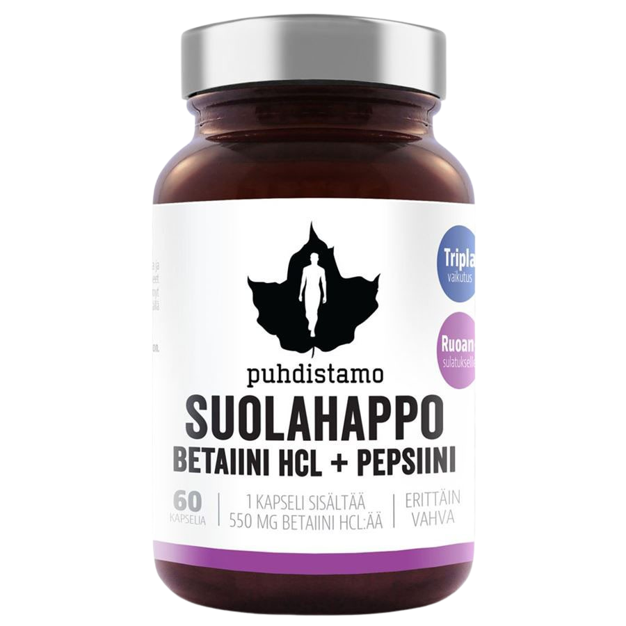 PUHDISTAMO Betain HCL (Suolahappo) 60 kapslí