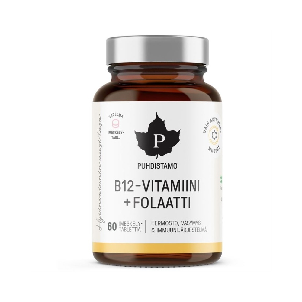 Puhdistamo Vitamin B12 Folate malina 60 pastilek