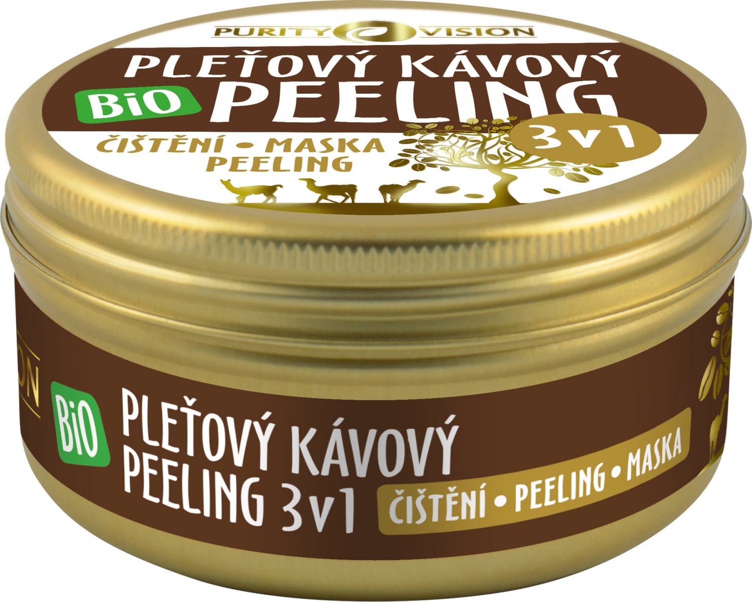 PURITY VISION BIO Kávový pleťový peeling 3v1, 70 ml