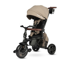 QPlay Dětská tříkolka COMFO MAX, rostoucí tříkolka s otočným sedadlem, kávová