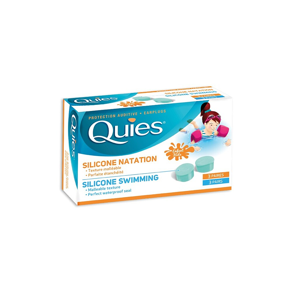 QUIES Chrániče sluchu silikonové na plavání pro děti 3 páry