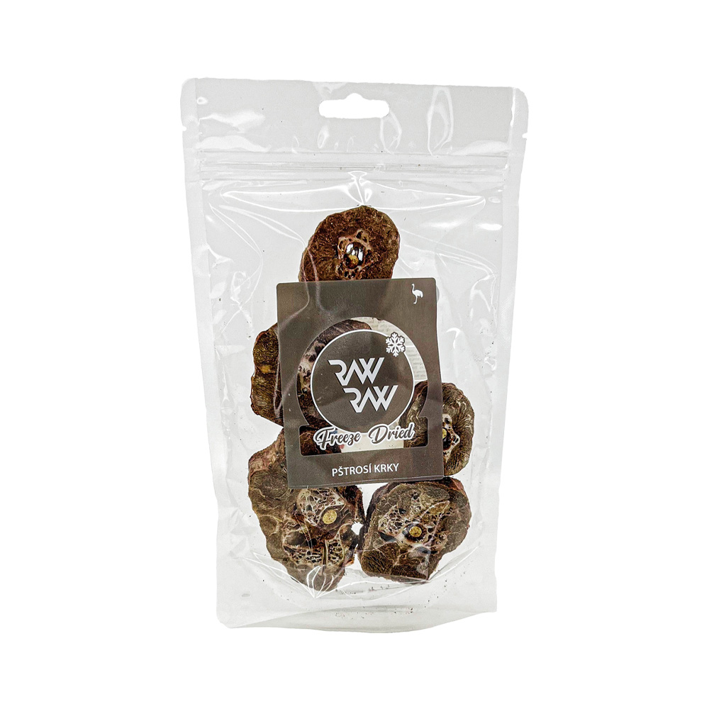 Raw Raw Mrazem sušené pštrosí krky pamlsky pro psy 60 g