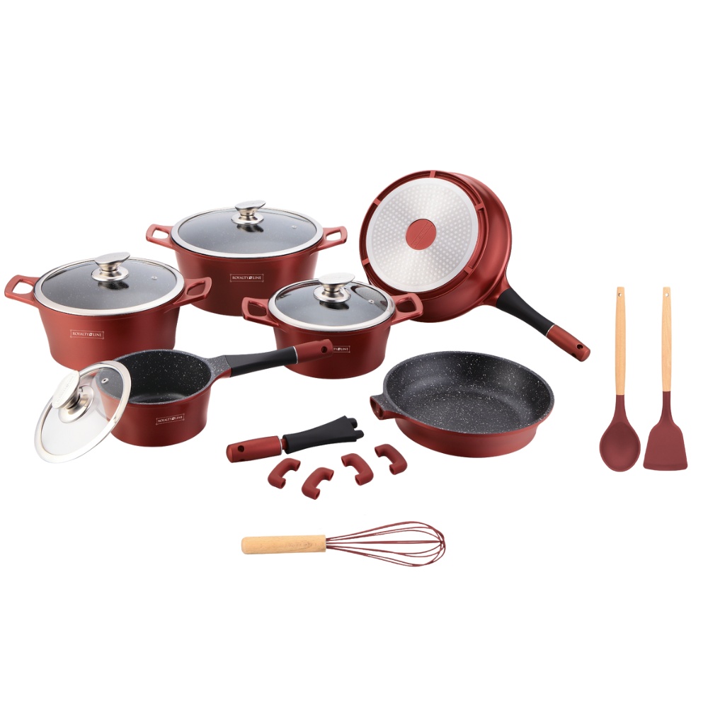 Royalty Sada nádobí 17 ks, barva burgundy