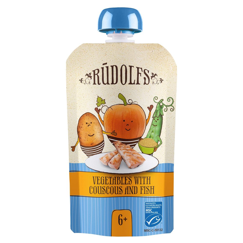 RUDOLFS Bio kapsička zelenina, kuskus, ryba 6m+110 g
