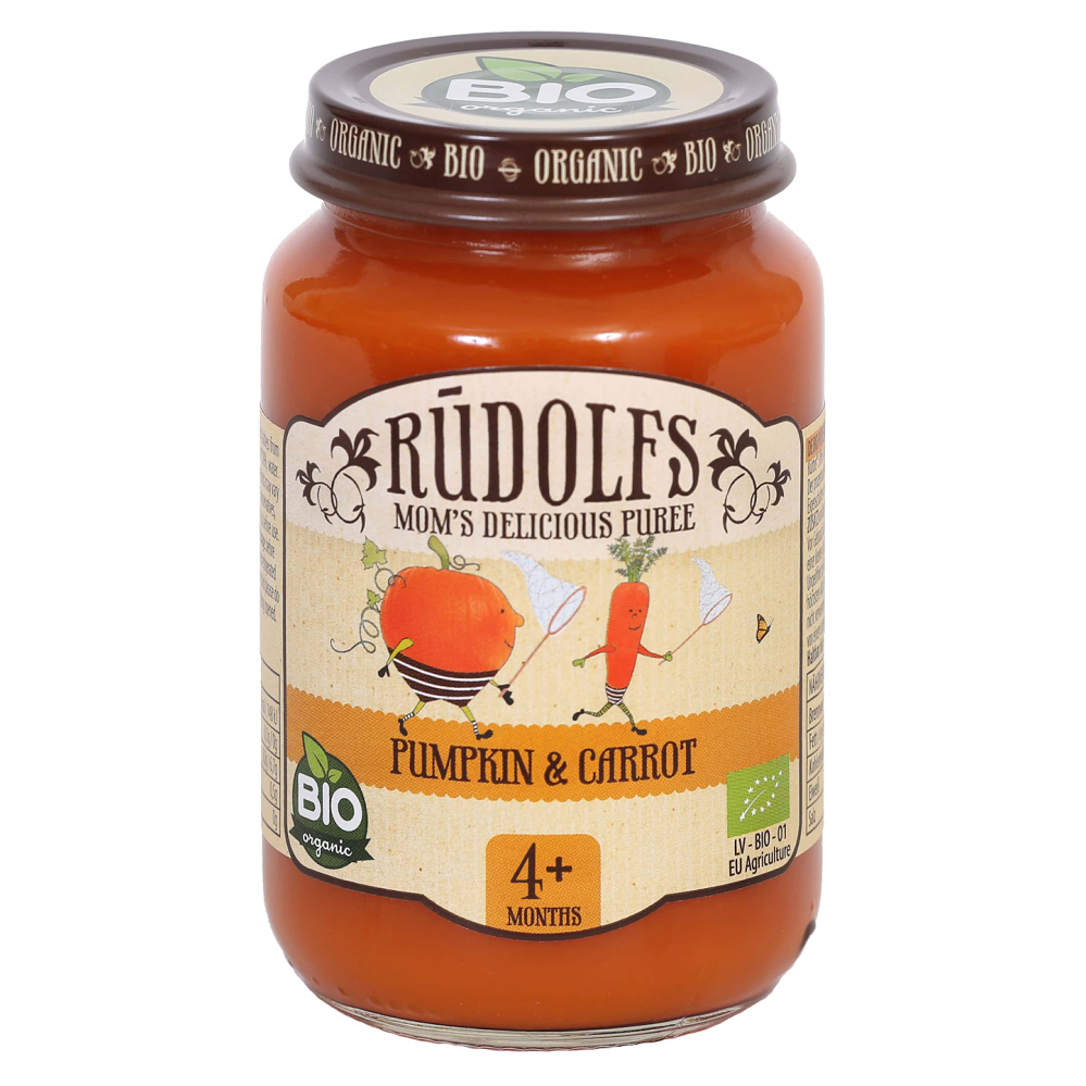 RUDOLFS Bio příkrm dýně a mrkev 4m+ 190 g