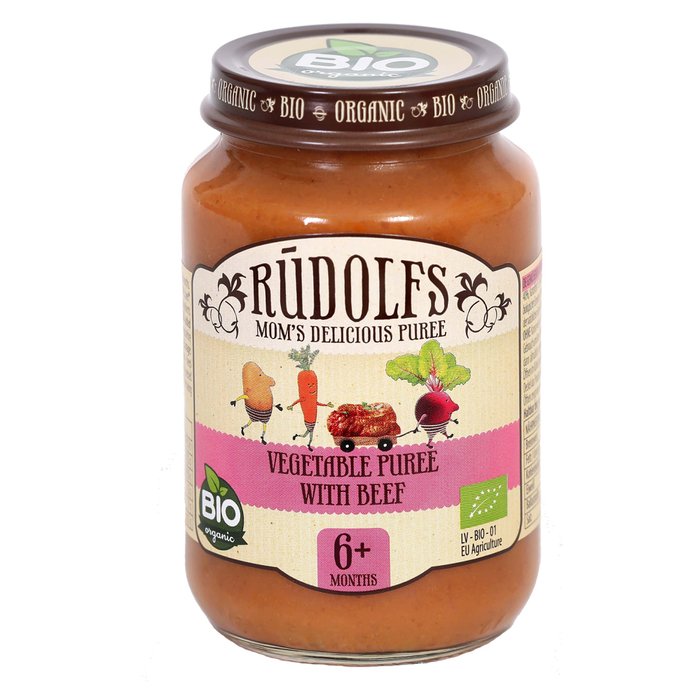 RUDOLFS Bio zelenina s hovězím masem 6m+ 190 g