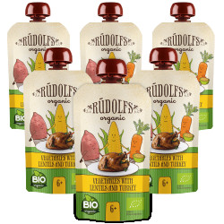 Rudolfs Zelenina, čočka, krůtí maso BIO kapsička 6x110 g