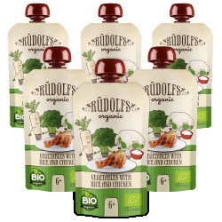 Rudolfs Zelenina, rýže, kuřecí maso BIO kapsička 6x110 g