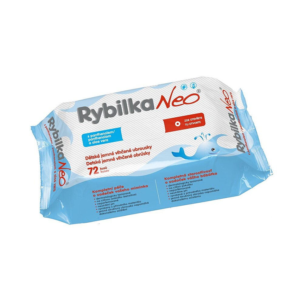 RYBILKA Neo s panthenolem dětské vlhčené ubrousky 72 kusů