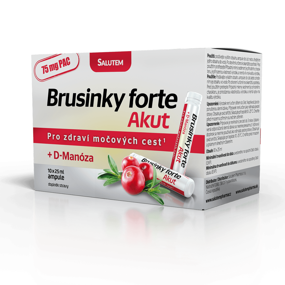 SALUTEM Brusinky forte akut + D-Manóza 10 ampulí