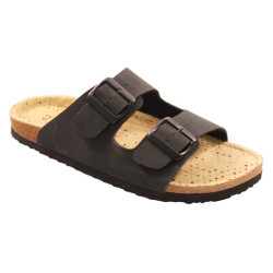 SANTÉ Classic Black lehké pantofle s koženou stélkou černé, Velikost obuvi: 45