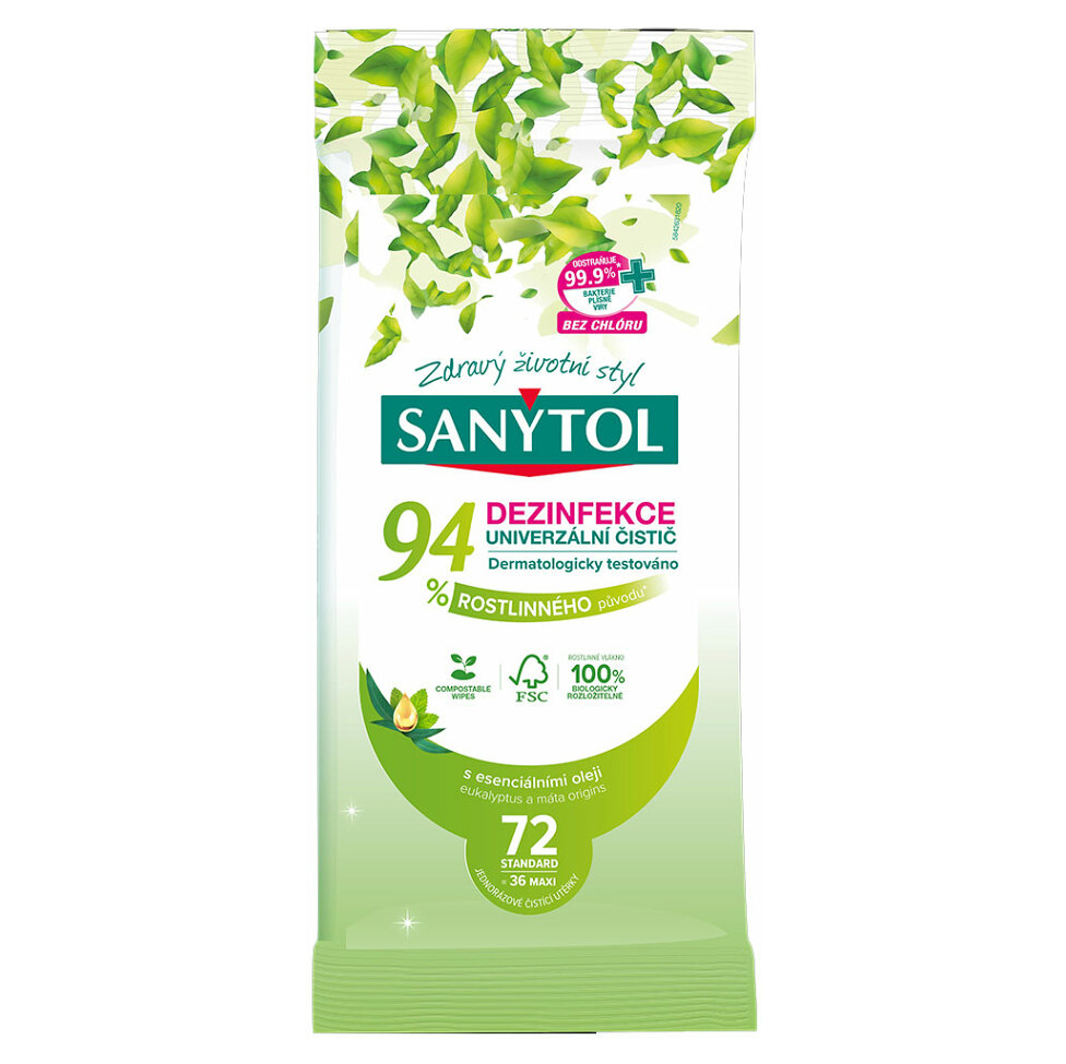 SANYTOL Dezinfekční univerzální utěrky rostlinného původu 72 ks