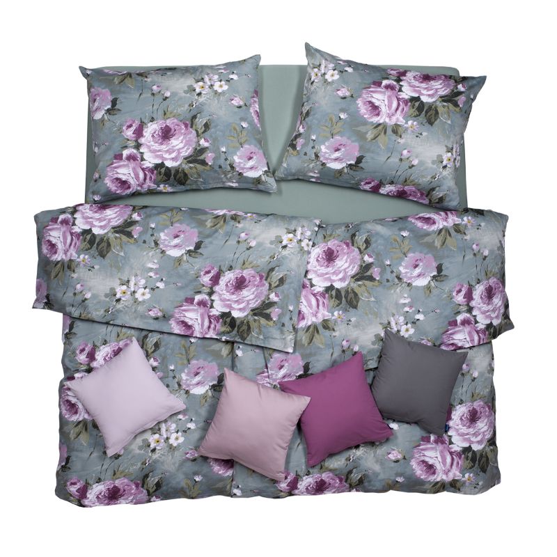 SCANquilt povlečení SATÉN DESIGN stella zelenorůžová 140 x 200/70 x 90 cm