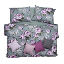 SCANquilt povlečení SATÉN DESIGN stella zelenorůžová 140 x 200/70 x 90 cm