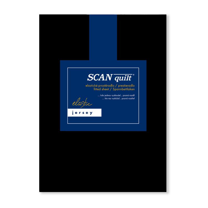 SCANquilt prostěradlo JERSEY ELASTIC LYCRA černá 90 x 200 cm na výšku matrace až 30 cm