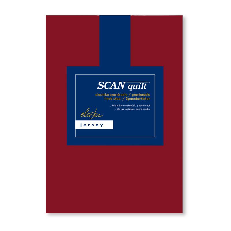 SCANquilt prostěradlo JERSEY ELASTIC LYCRA tmavě červená 180 x 200 cm na výšku matrace až 30 cm
