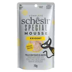 SCHESIR Special Mousse Exigent kapsička pro kočky kuře a játra 70 g
