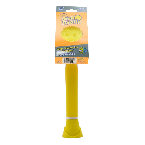 SCRUB DADDY Dish Daddy - Houbička na mytí nádobí, s rukojetí a dávkovačem saponátu Yellow