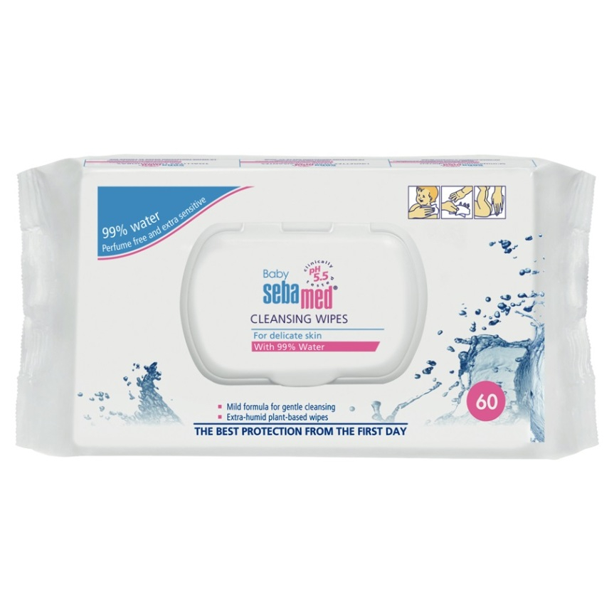 SEBAMED Dětské vlhčené ubrousky s 99% vody 60 ks