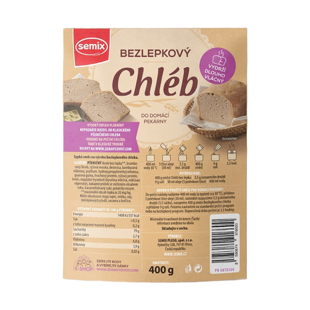 SEMIX Bezlepkový chléb 400 g