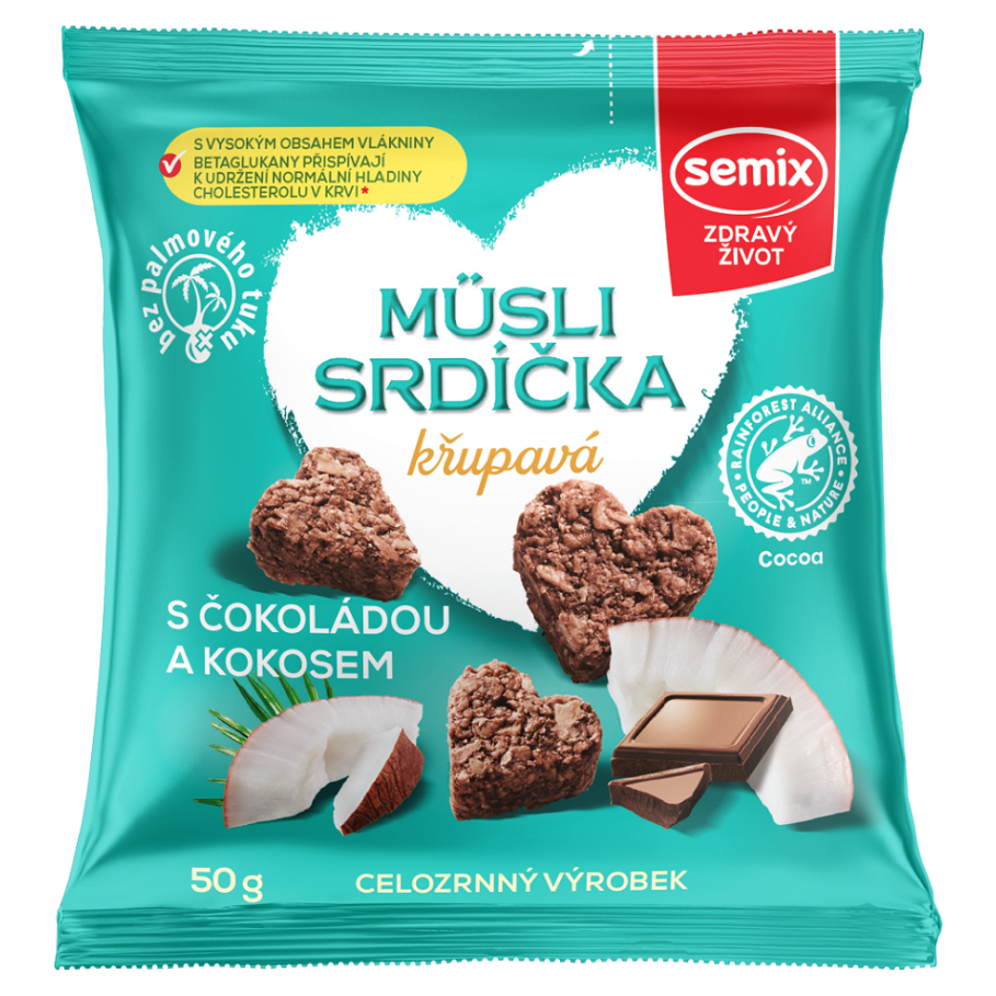 SEMIX Müsli srdíčka křupavá s čokoládou a kokosem 50 g