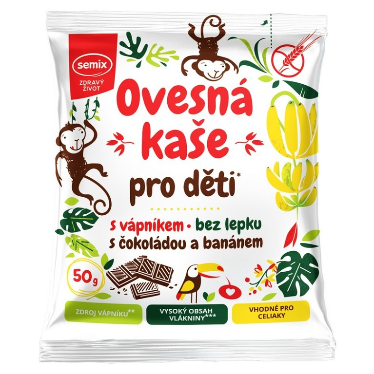 SEMIX Ovesná kaše pro děti s vápníkem s čokoládou a banánem 50 g