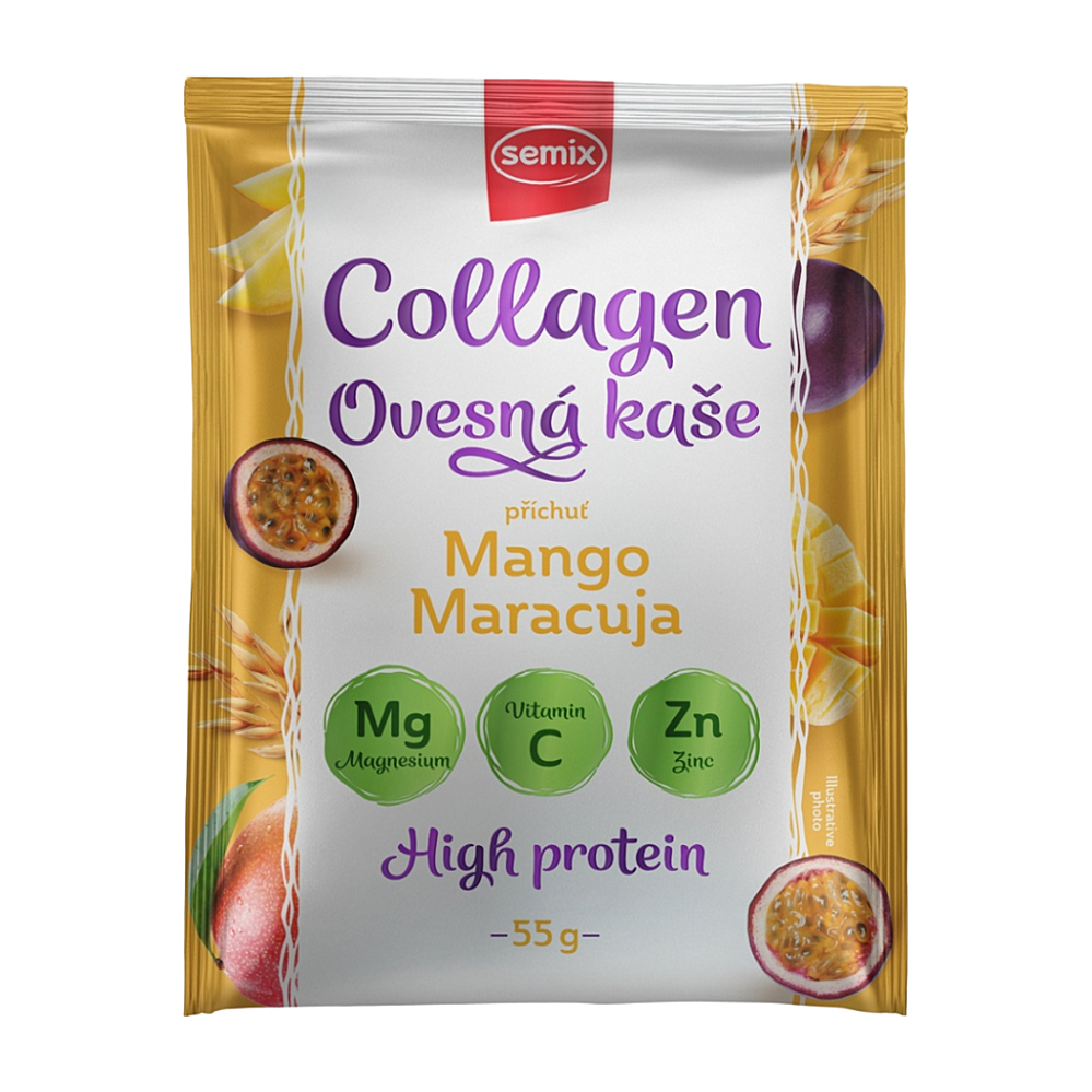 SEMIX Ovesná kaše s kolagenem s mangem a maracujou se sladidlem 55 g