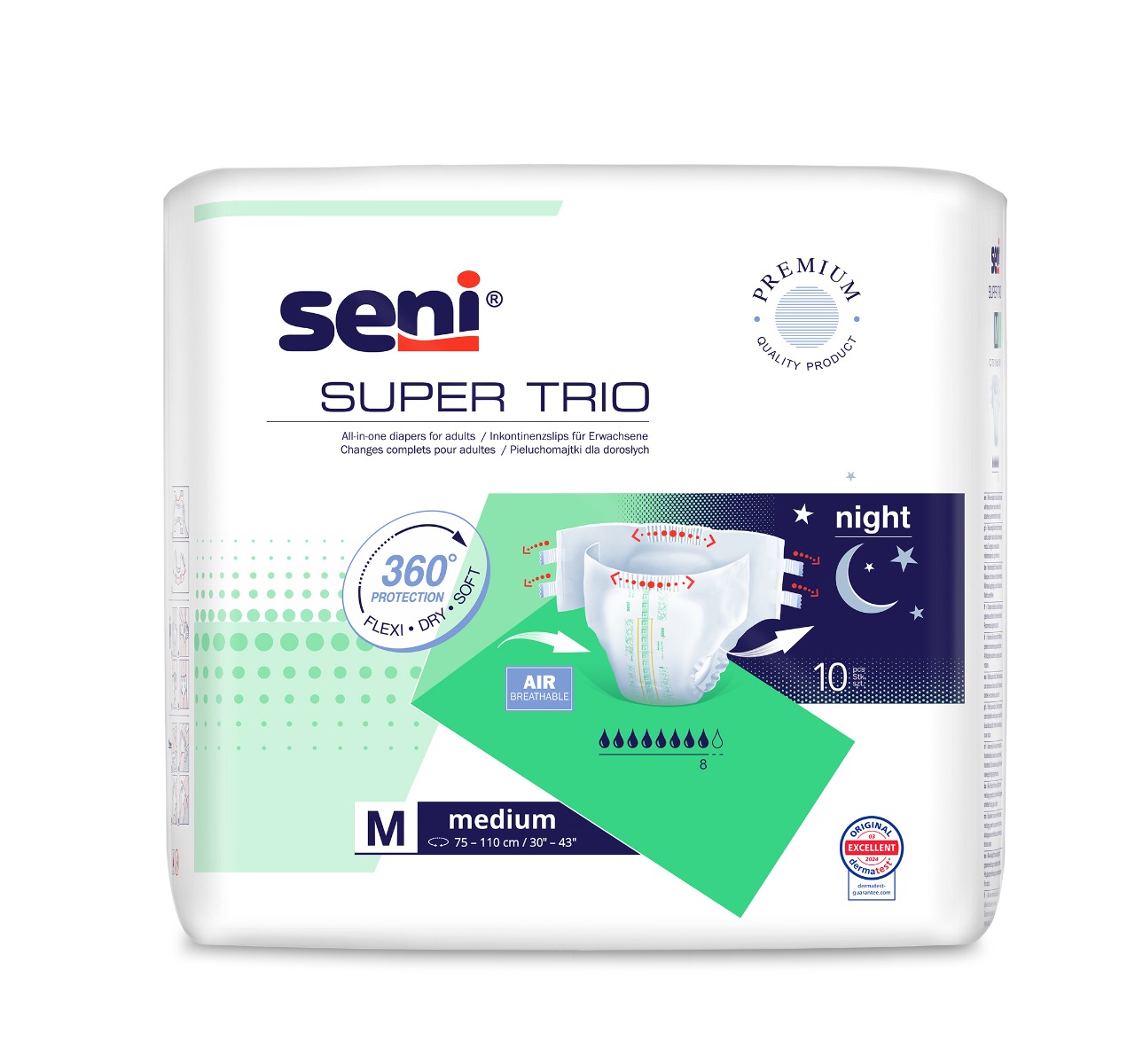 Seni Super Trio vel. M absorpční plenkové kalhotky s lepítky 10 ks