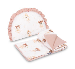 SENSILLO 2D sada do kočárku, postýlky, kolébky, mušelín, bavlna, Baletka, pudrově růžová