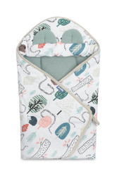 SENSILLO Zavinovačka 2v1 do autosedačky, kočárku, mušelín, bavlna - Ježek Toník, zelená