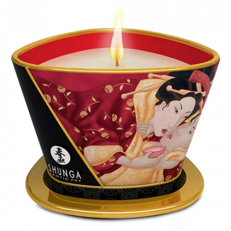 Shunga Libido stimulující masážní svíčka Sparkling Strawberry