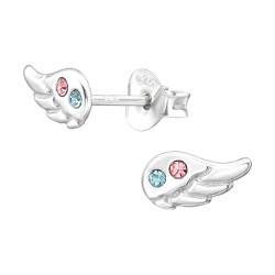SILVER Dětské stříbrné náušničky Křídla Angel, puzetové