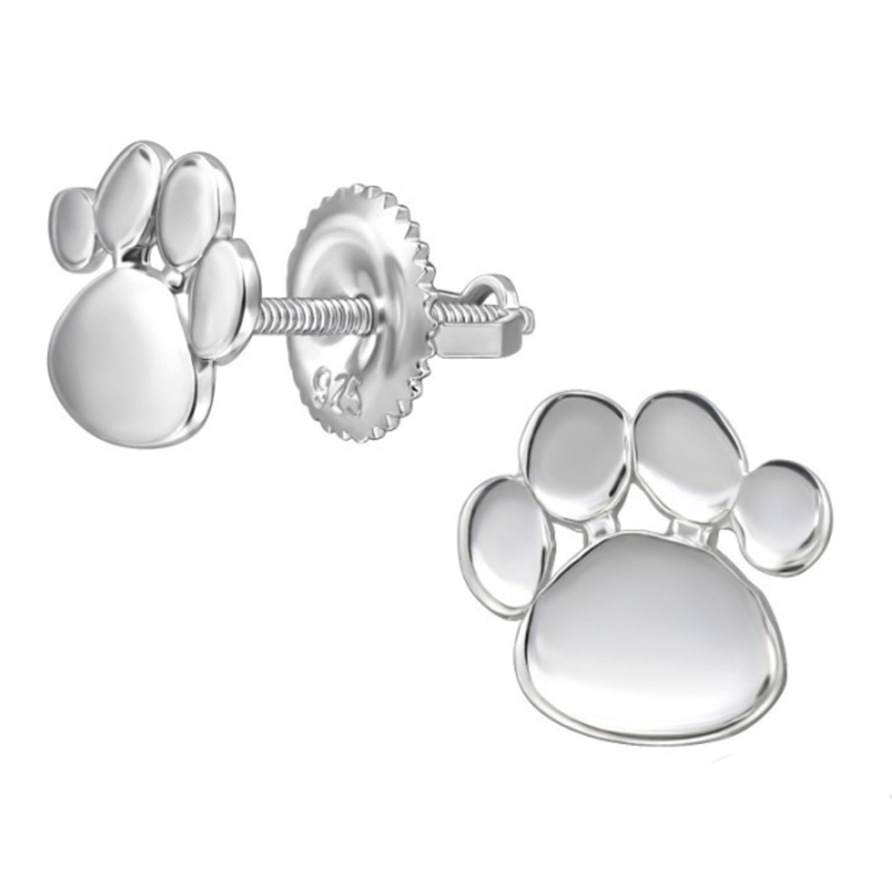 SILVER Dětské stříbrné náušničky Tlapka, se šroubovací puzetou