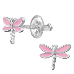SILVER Dětské stříbrné náušničky Vážka, se šroubovací puzetou