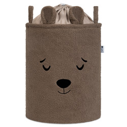 SIPO Koš na hračky Premium Bouclé se šňůrkou / 43 l, Bear (Brown)