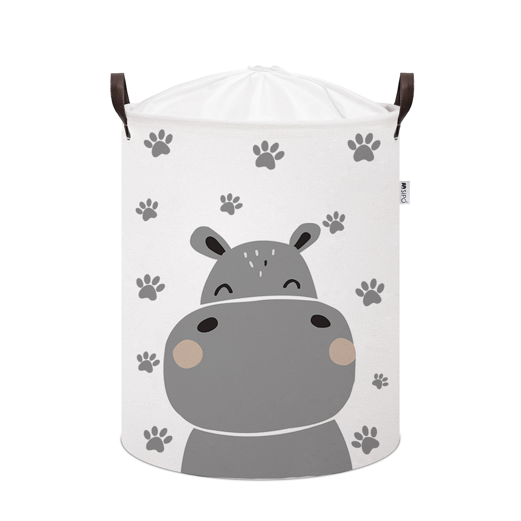 SIPO Koš na hračky se šňůrkou, skládací bavlněný / 43 l, Hippo